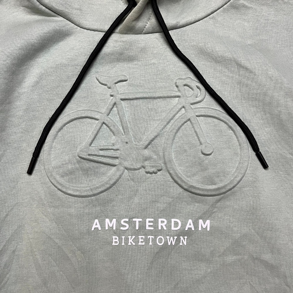 Fox Originals Hoodie Mens L Green Amsterdam Biketown Embossed Bicycle Pullover